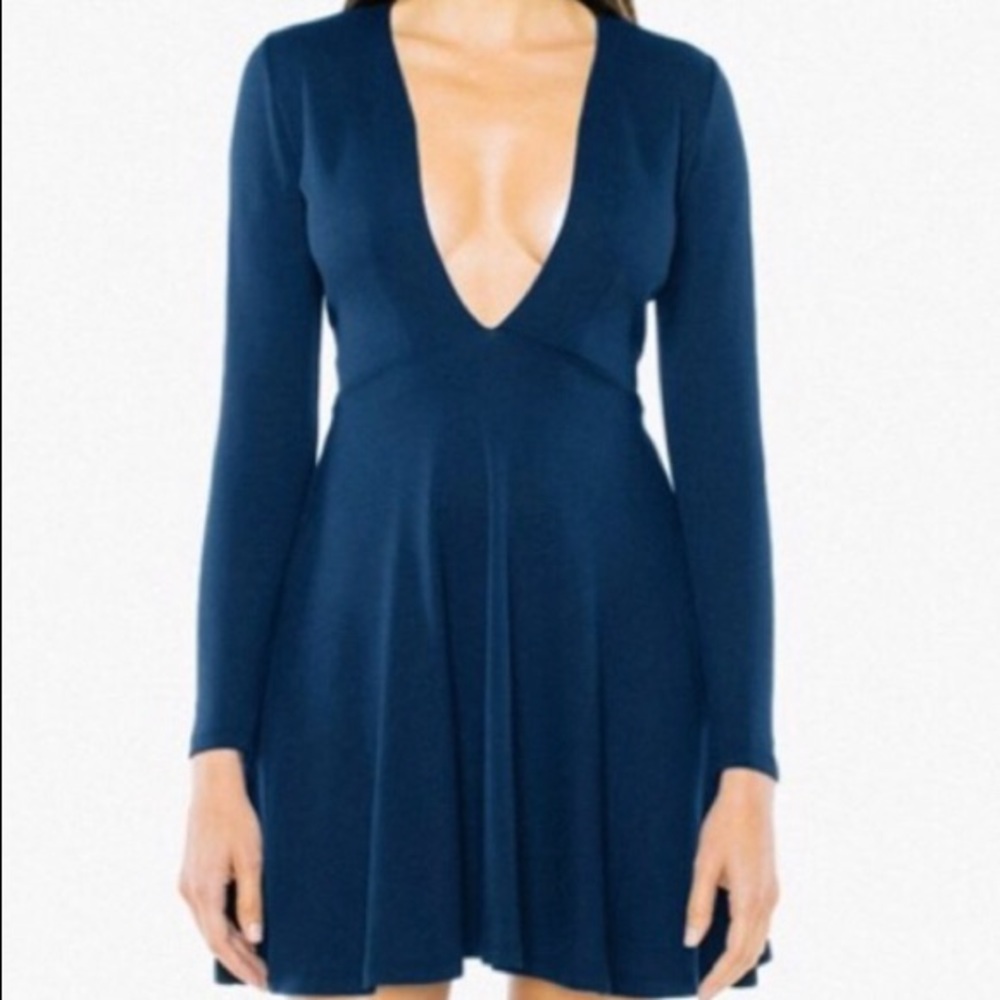 Deep V navy A line dress from American apparel